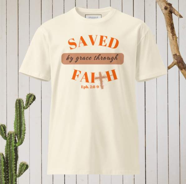 ' Saved by Grace' Orange Unisex Premium T-shirt
