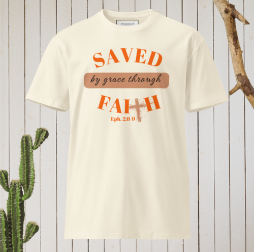 ' Saved by Grace' Orange Unisex Premium T-shirt