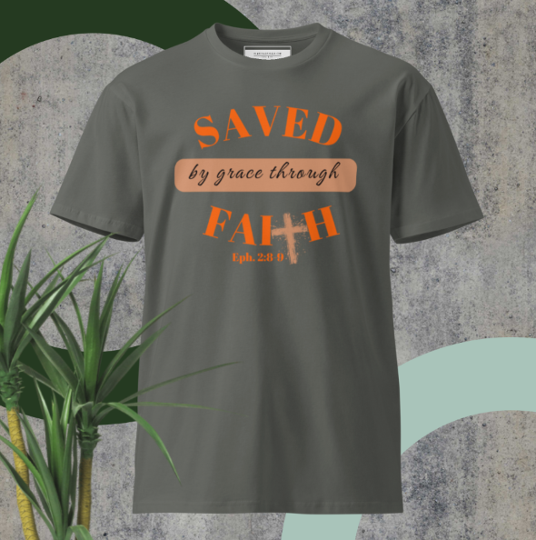 ' Saved by Grace' Orange Unisex Premium T-shirt
